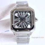 AAA Grade Replica Cartier Santos Skeleton Stainelss Steel Quartz Watches 40 mm